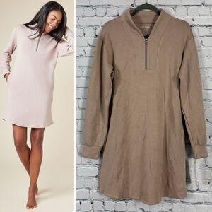 NWT Softies Dreamtech 35'' 1/4 Zip Tunic Lounger Dress Coco Cozy S
